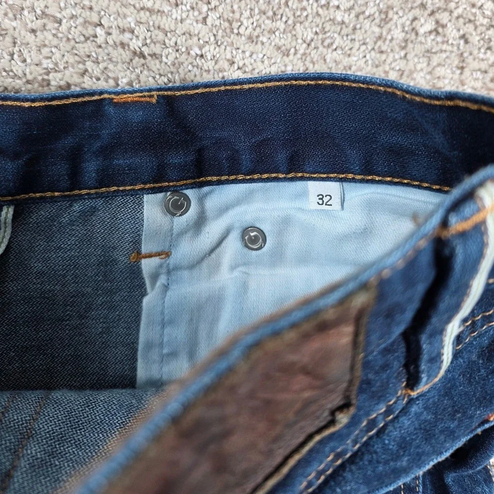 Gustin Mens Cone Mills Selvedge Denim Jeans Dark Indigo Blue 12.5oz Button Fly - Picture 13 of 15